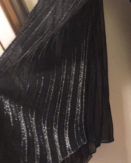 Vintage black silver shimmer rouched angel wing blouse