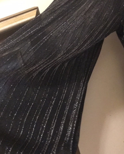 Vintage black silver shimmer rouched angel wing blouse
