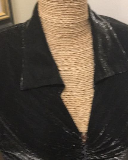 Vintage black silver shimmer rouched angel wing blouse