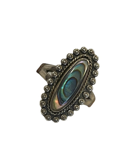 Vintage Native American Southwestern Abalone Sterling elongated ring sig…