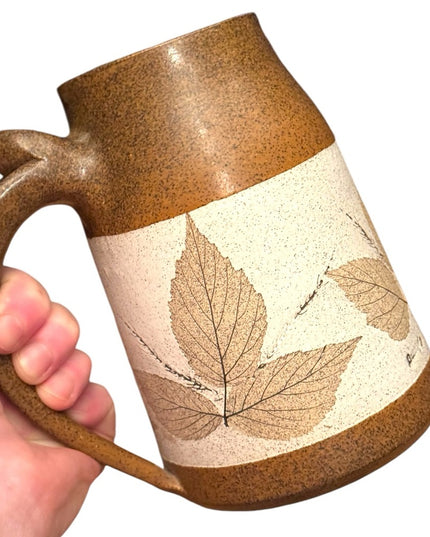 Bristol Leaf Wizard of clay large tankard style pottery coffee mug fall leaves