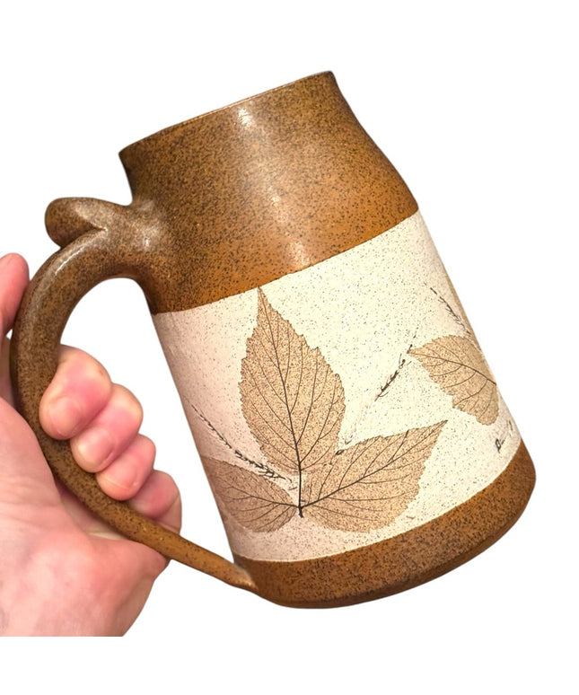 Bristol Leaf Wizard of clay large tankard style pottery coffee mug fall leaves