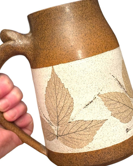 Bristol Leaf Wizard of clay large tankard style pottery coffee mug fall leaves