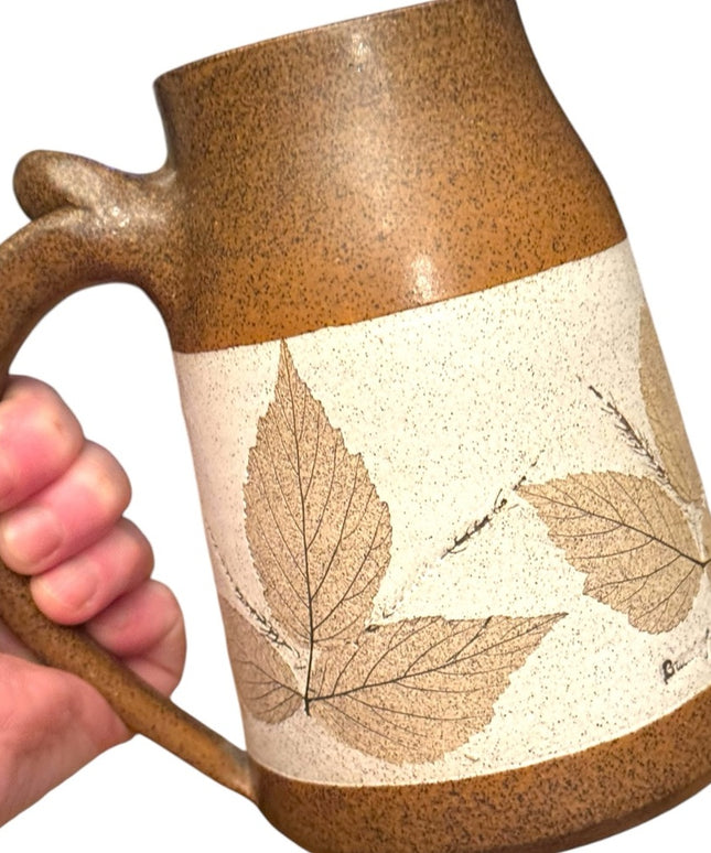 Bristol Leaf Wizard of clay large tankard style pottery coffee mug fall leaves