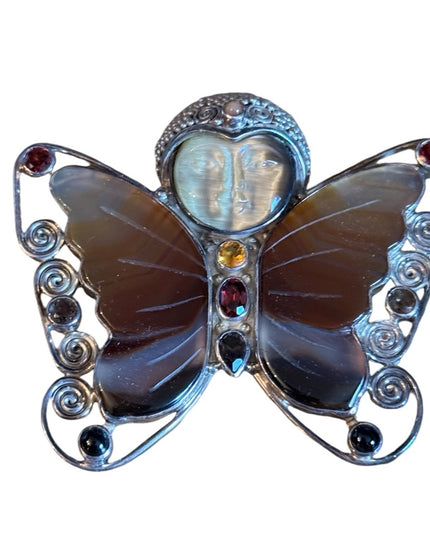Sajen sterling silver 925 carnelian ruby garnet goddess pendant brooch