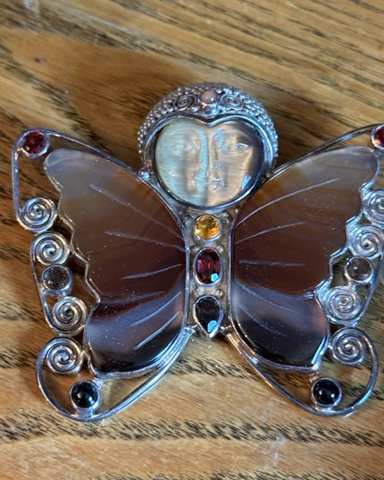 Sajen sterling silver 925 carnelian ruby garnet goddess pendant brooch