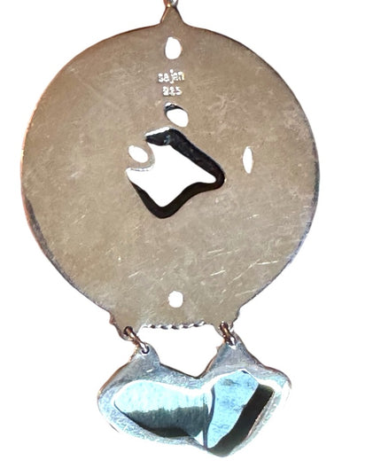 Sajen 925 sterling silver lucky fish onyx abalone peridot necklace pendant