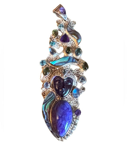 Sajen 925 sterling silver amethyst GODDESS amethyst abalone necklace pendant