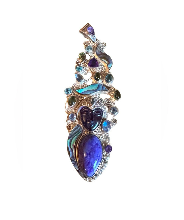 Sajen 925 sterling silver amethyst GODDESS amethyst abalone necklace pendant