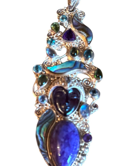Sajen 925 sterling silver amethyst GODDESS amethyst abalone necklace pendant