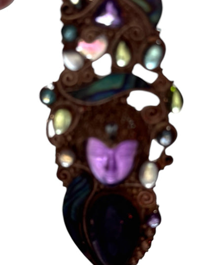 Sajen 925 sterling silver amethyst GODDESS amethyst abalone necklace pendant