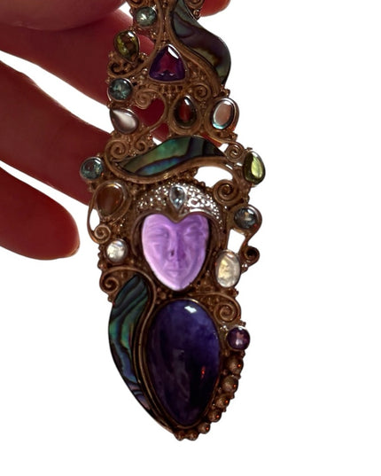 Sajen 925 sterling silver amethyst GODDESS amethyst abalone necklace pendant