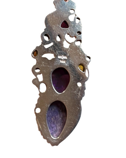 Sajen 925 sterling silver amethyst GODDESS amethyst abalone necklace pendant