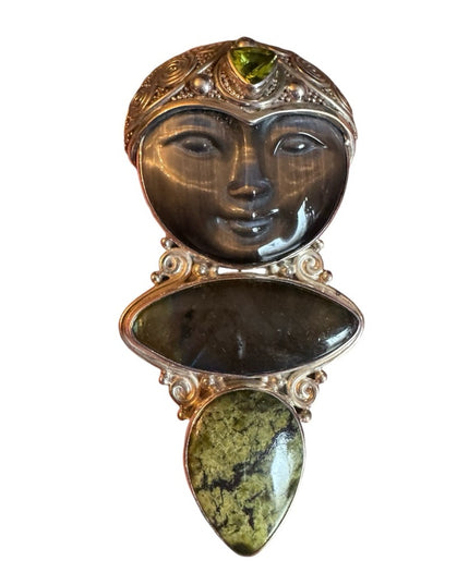 Sajen sterling silver 925 gemstone Bali fancy Goddess pendant brooch