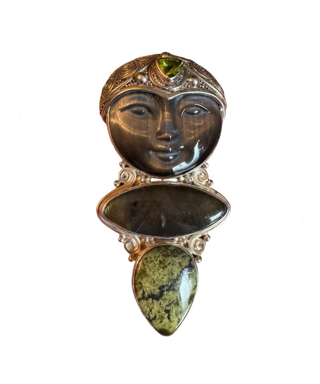 Sajen sterling silver 925 gemstone Bali fancy Goddess pendant brooch