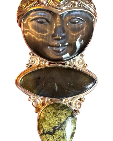 Sajen sterling silver 925 gemstone Bali fancy Goddess pendant brooch