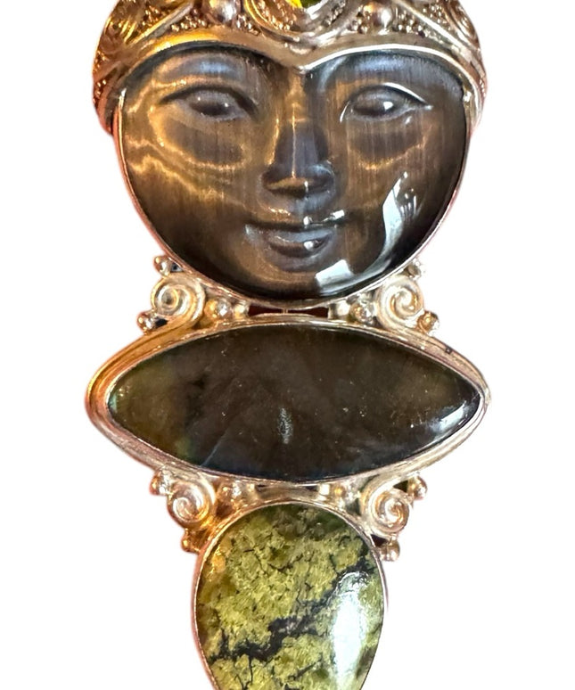 Sajen sterling silver 925 gemstone Bali fancy Goddess pendant brooch