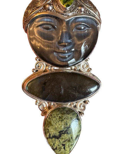 Sajen sterling silver 925 gemstone Bali fancy Goddess pendant brooch