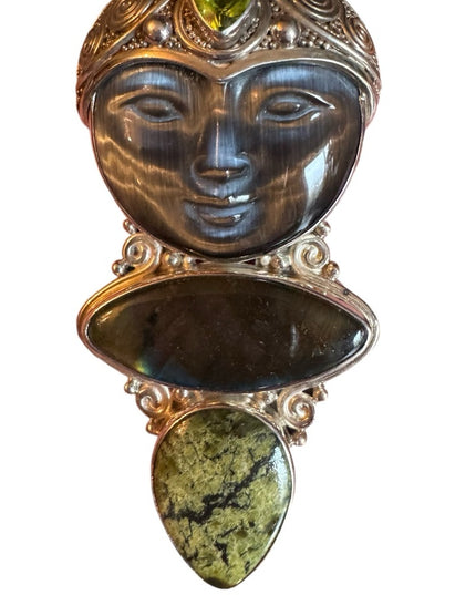 Sajen sterling silver 925 gemstone Bali fancy Goddess pendant brooch
