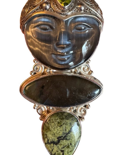 Sajen sterling silver 925 gemstone Bali fancy Goddess pendant brooch