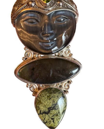 Sajen sterling silver 925 gemstone Bali fancy Goddess pendant brooch