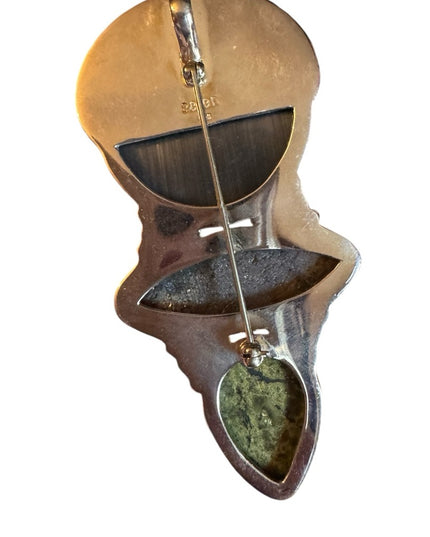 Sajen sterling silver 925 gemstone Bali fancy Goddess pendant brooch