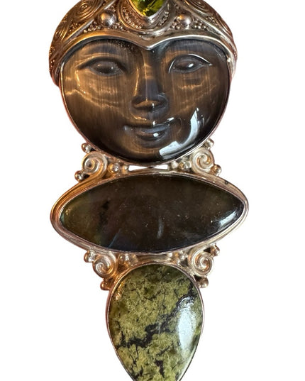 Sajen sterling silver 925 gemstone Bali fancy Goddess pendant brooch