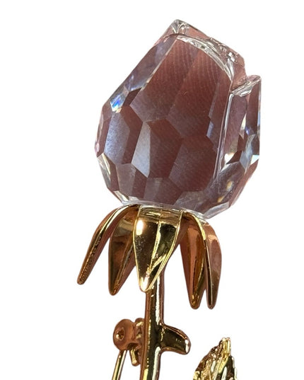 Vintage crystal swarovski glass rose 🌹 brooch 24k gold plated
