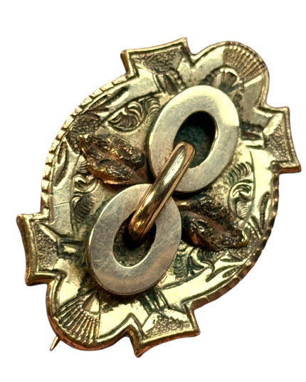 Antique gold filled etched late 1800s brooch