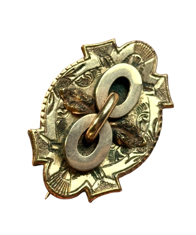 Antique gold filled etched late 1800s brooch