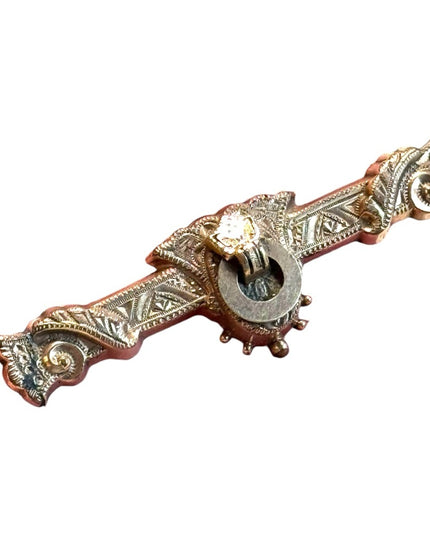 Antique gold filled brooch etxhed late 1800s
