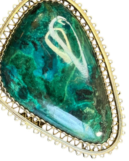 Vintage srerling silver 925 Eilat malachite stone Israel brooch pendant