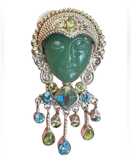 Sajen sterling silver 925 Bali topaz peridot GODDESS fancy brioch pendant
