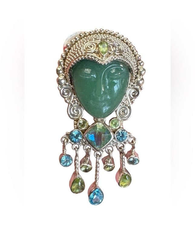 Sajen sterling silver 925 Bali topaz peridot GODDESS fancy brioch pendant