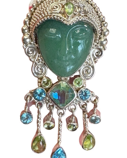 Sajen sterling silver 925 Bali topaz peridot GODDESS fancy brioch pendant