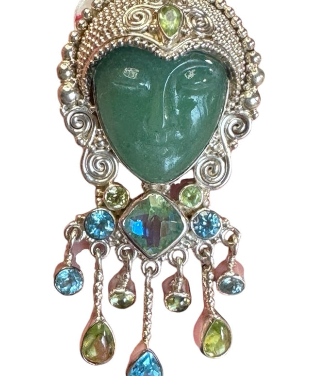 Sajen sterling silver 925 Bali topaz peridot GODDESS fancy brioch pendant