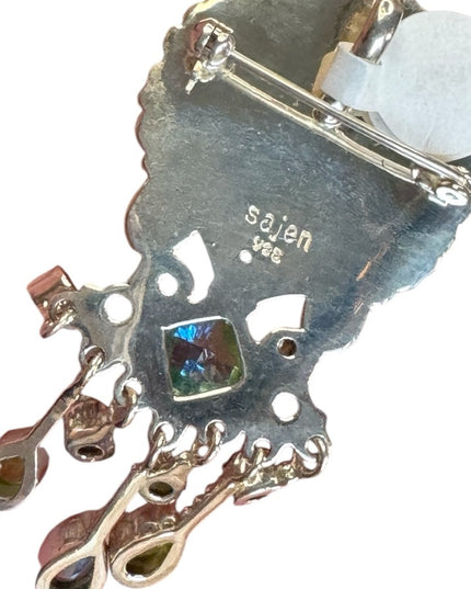 Sajen sterling silver 925 Bali topaz peridot GODDESS fancy brioch pendant