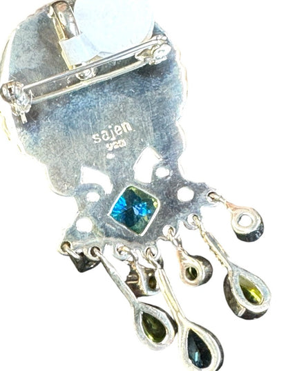Sajen sterling silver 925 Bali topaz peridot GODDESS fancy brioch pendant