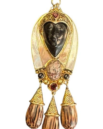 Sajen 18k gold plated over sterling silver 925 deco Bali Goddess large pendant