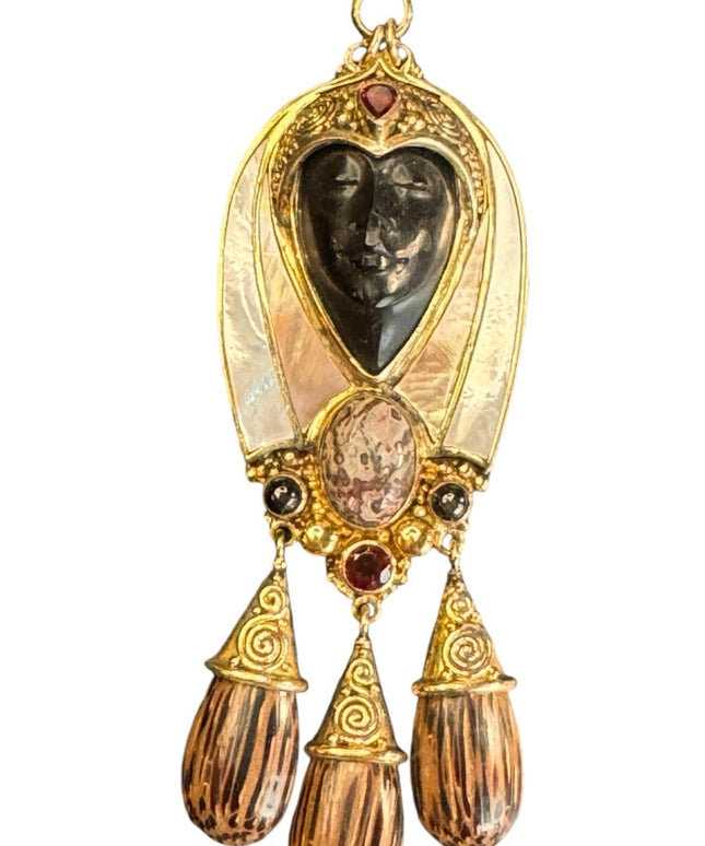 Sajen 18k gold plated over sterling silver 925 deco Bali Goddess large pendant