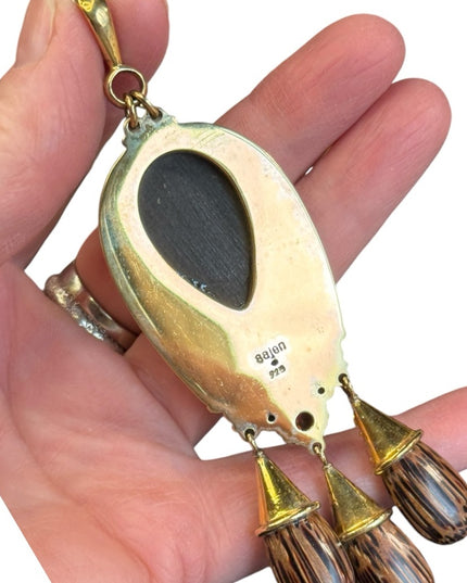 Sajen 18k gold plated over sterling silver 925 deco Bali Goddess large pendant