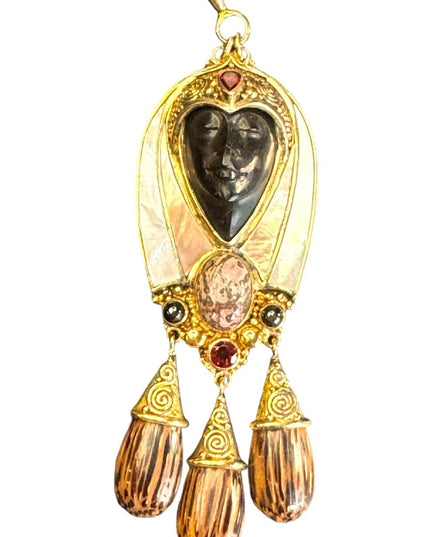 Sajen 18k gold plated over sterling silver 925 deco Bali Goddess large pendant