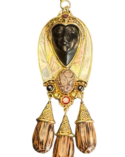 Sajen 18k gold plated over sterling silver 925 deco Bali Goddess large pendant