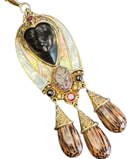 Sajen 18k gold plated over sterling silver 925 deco Bali Goddess large pendant