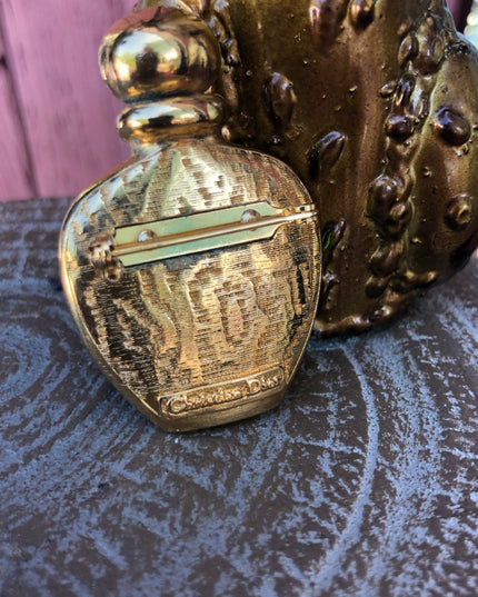 Vintage gold plated Poison Christian Dior Perfume bottle brooch