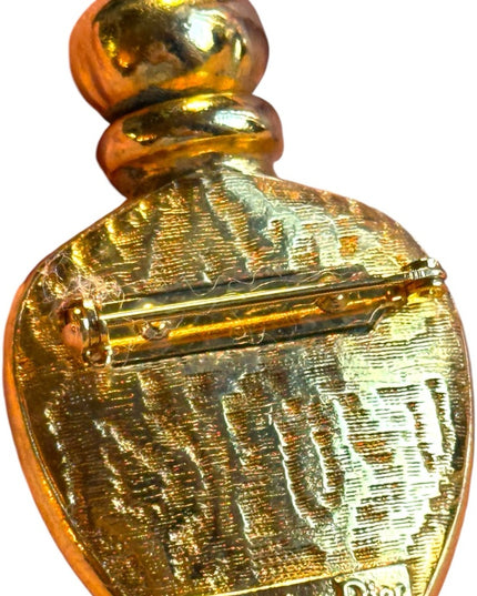 Vintage gold plated Poison Christian Dior Perfume bottle brooch