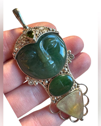 Sajen sterling silver 925 multi gemstone GODDESS large pendant
