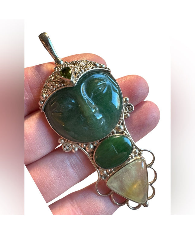 Sajen sterling silver 925 multi gemstone GODDESS large pendant