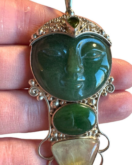 Sajen sterling silver 925 multi gemstone GODDESS large pendant