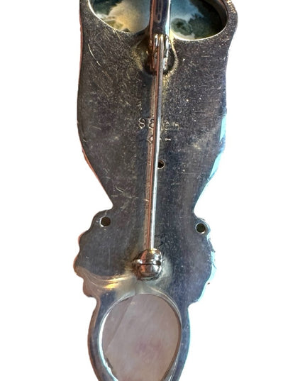 Sajen multi gemstone sterling silver 925 Goddess pendant brooch